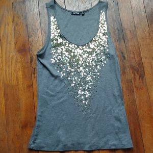 Grey sequin tank top